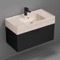 Black Bathroom Vanity With Beige Travertine Design Sink, Floating, Modern, 32